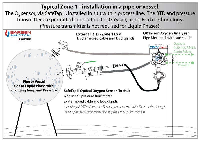Typical Zone 1 - Installation in a pipe or vessel.
